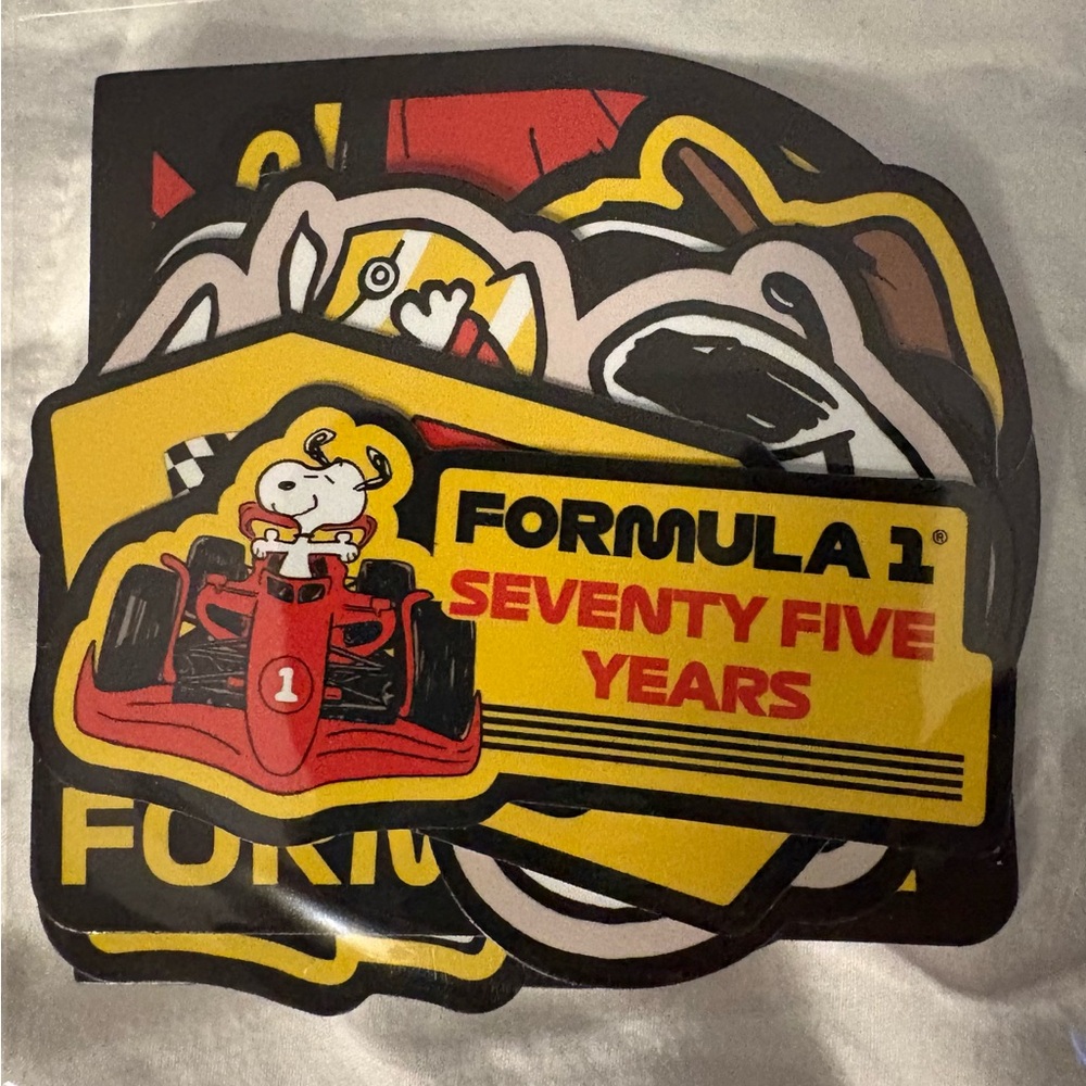 Licensed NIP Peanuts & Formula 1 Stickers - Set of 6